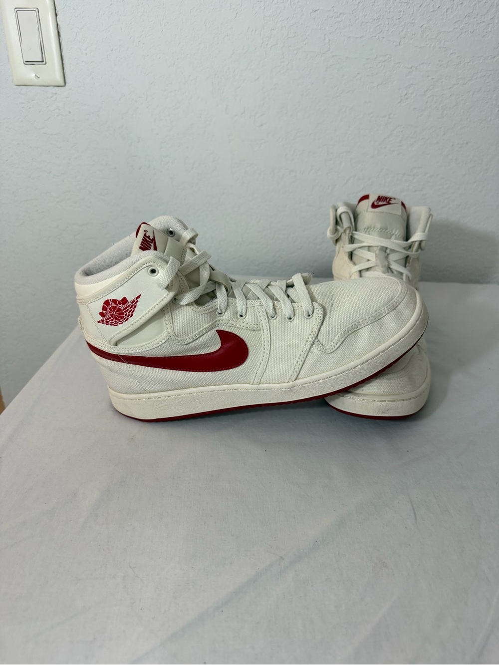 Jordan Men’s High-Top Sneakers in White and Red